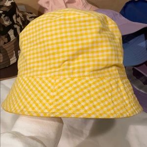 yellow checkered bucket hat